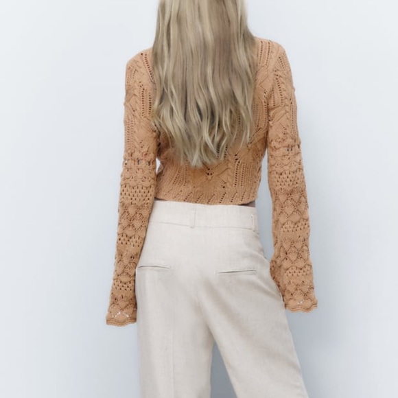 Zara KNIT CARDIGAN WITH TIE small NWT - Picture 3 of 11